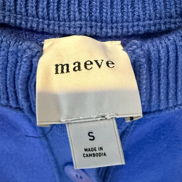 MAEVE Anthropologie VIBRANT BLUE Knit Button Front CARDIGAN Sweater Small - Picture 5 of 9